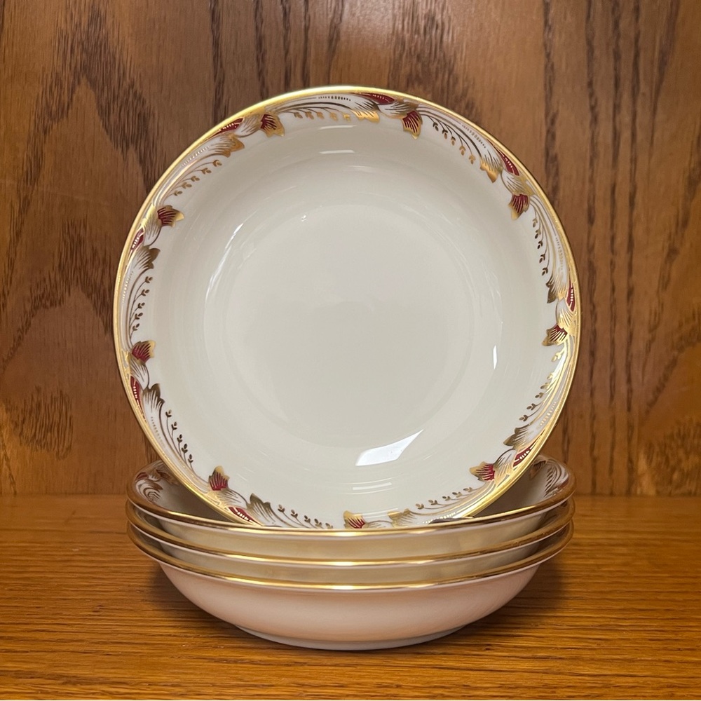 Vintage 1970’s Lenox Essex Maroon Fruit/Sauce/Dessert Bowls Set of 4